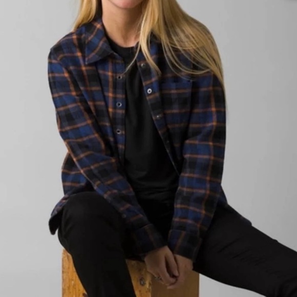 Prana Tops - Prana Women's Golden Canyon Flannel Plaid Rich Sapphire Shirt